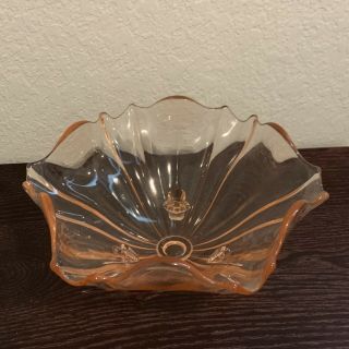 Collectible Vintage 3 Footed Pink Depression Glass Candy / Nut Dish 2