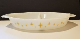 Pyrex 1959 Constellation Pattern Divided Dish 1.  5 Qt No Lid 12.  5 X 8.  5 Inch
