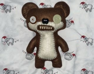 Fuggler Funny Ugly Monster Brown Button Eye Teddy Bear Nightmare