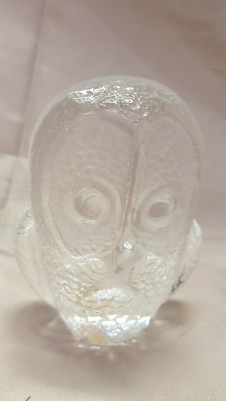 Vintage Royal Krona Mats Jonasson Glass Owl Shaped Paperweight Sweden