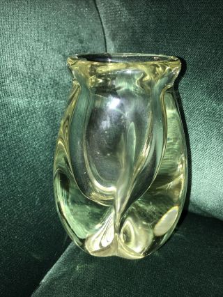 Unusual Vintage Mid - Century 1960s Clear ART GLASS Organic vase 2