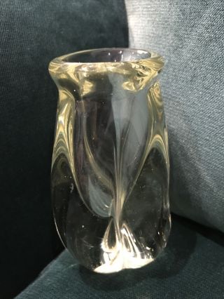 Unusual Vintage Mid - Century 1960s Clear ART GLASS Organic vase 3