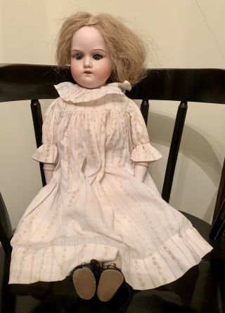 Antique 19” Germany Armand Marseille (?) 370 Bisque Doll Kid Leather Body
