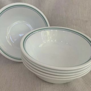 Six (6) Corelle Country Cottage Cereal Soup Bowls 6 1/4 " Green And Blue Stripes