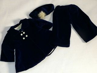 Vintage 1950s - 60s Terri Lee Royal Blue Velveteen Coat Outfit Dollene