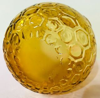 Hand Blown Amber Art Glass Owl Vase Honeycomb texture 4.  5” 3
