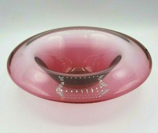 Vintage 1998 Jack Doelder Morning Cranberry Art Glass Console Bowl Signed