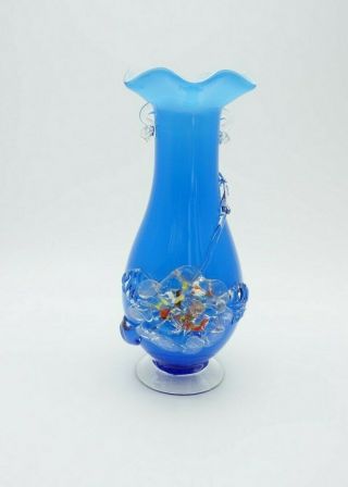 Vintage / Mid Century Murano Flower Blue Glass - Stunning Vgc.