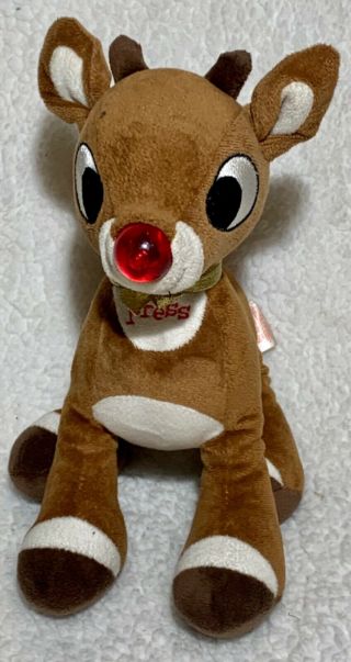 Plush 9 " Light Up Music Rudolph The Red - Nosed Reindeer 50 Years Still Glowing