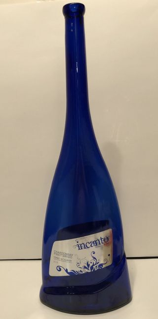 Incanto Cobalt Blue Wine Bottle Chardonnay Pinot Grigio 19” Tall 2018
