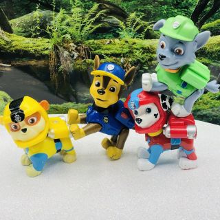 Paw Patrol Mini Action Figures Toy Set Of 4 Figures Marshall Chase Rubble Rocky