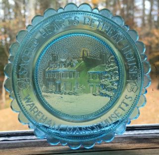 Wareham Ma Kitchen Art Glass Window Decor Vtg Pairpoint Cup Plate Sacred Hearts