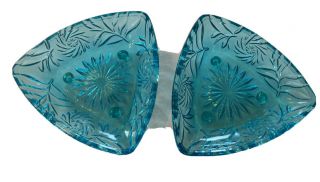 Vintage Blue Glass Candy Dishes Matching Set Rare and Hard To Find Dated 1960s 3