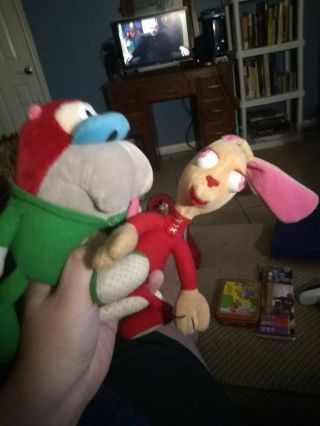 REN AND STIMPY IN PAJAMAS PLUSH FIGURES BY DAKIN Stinky Little Christmas 2