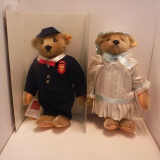 1986 Steiff Victorian Girl (0155,  34) And Boy (0155,  35) Bears