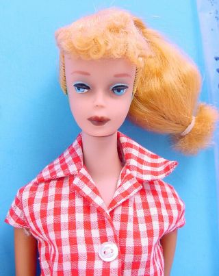1961 BLONDE PONYTAIL 5 BARBIE DOLL in PICNIC SET OUTFIT 967 3