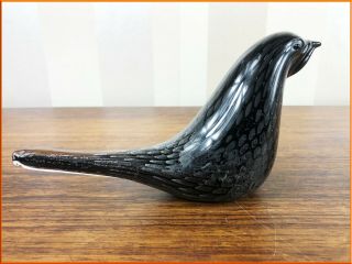 Vintage Barbini Murano Glass Bird Black Crow Vamsa Sommerso Sfumato Bullicante