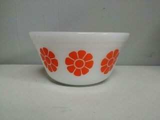 Vintage Federal Orange Daisy Flower Bowl 6  Milk Glass