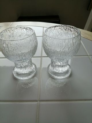 2 Vintage Iittala Finland Kekkerit Timo Sarpaneva Glass Goblets