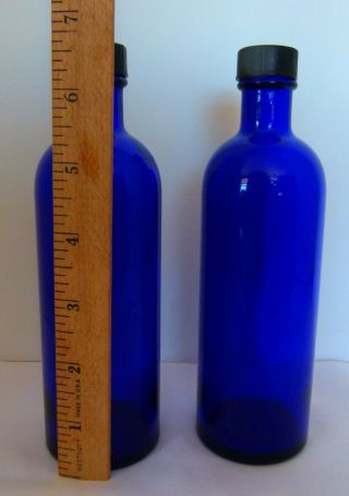 2 Vintage Cobalt Blue Glass Bottles 6 3/4 " Tall