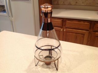 Vintage Mid Century Inland Glass coffee Carafe 12 cup with Copper Stand. 2
