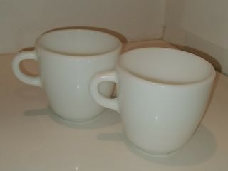 2 - Vintage Anchor Hocking C Handle White Milk Glass Coffee Cup 31/2 " Mug