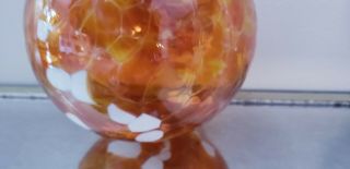 Blown Art Glass Large Friendship Witch’s Ball Sun Catcher Ornament Amber Brown 3