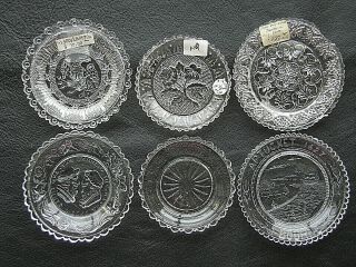 Eapg Early American Lacy Flint Glass Cup Plates Set Of 6