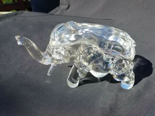 Tiara Indiana Glass Clear Elephant Covered Candy Dish Or Bowl