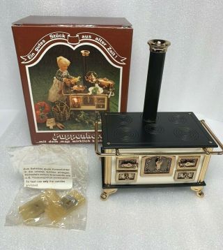 Miniature Dollhouse German Puppenherd Brass Stove With Candles