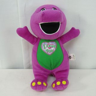 Lyons Barney Plush Doll 9 " In Sings I Love You Heart Graphic Embroidered Eyes