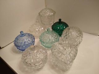 Indiana Whitehall Candy Dish With Lid,  Cobalt Blue,  Teal,  Clear,  Fostoria