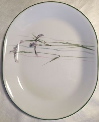 Corning Corelle Shadow Iris Oval Serving Platter Plate 10x12 " Purple W/green Rim
