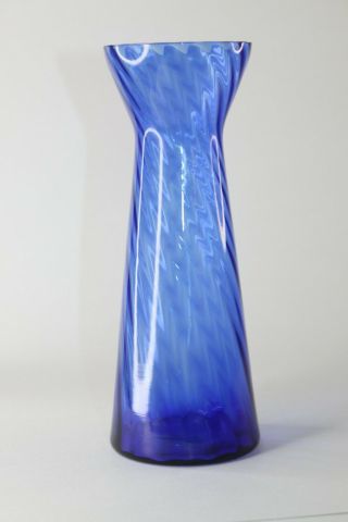 Danish Blue Ribbed Hyacinth Bulb Vase Approx 7 " Tall