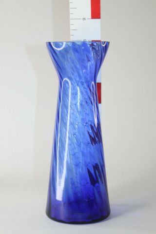 Danish Blue Ribbed Hyacinth bulb vase approx 7 