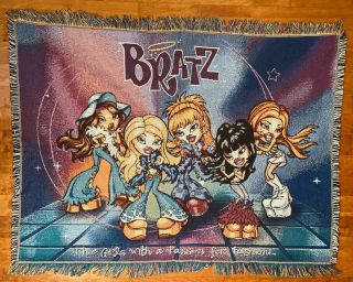 Bratz Fashion Dolls Tapestry Throw Blanket 2003 Northwest Co.  60 X 44” Usa Woven