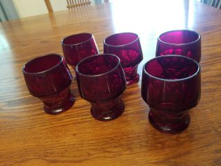 Cranberry Royal Red Small Glasses Cups Set Of 6