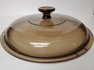 Pyrex Corning Visions Ware Amber Glass Lid V12 C Round Replacement 10 "