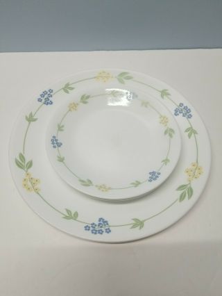 Set Of Five Corelle " Secret Garden " Plates: 1 Dinner & 4 Side Plates