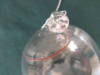 KOSTA BODA Red Swirl Line,  Hand Blown Glass Ornament Christmas Ball Globe Sweden 3