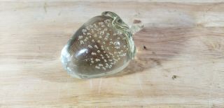 Crystal Art Glass Bubble Strawberry Paperweight Hand Blown Decorative