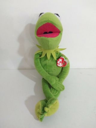 Disney Muppets 16 " Ty Beanie Buddy 2016 Kermit The Frog Plush Stuffed Toy Doll