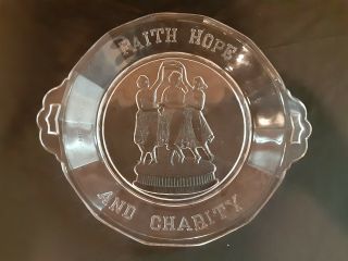 Eapg - Antique Atterbury Glass - Three Graces - Faith Hope Charity - Plate 1875