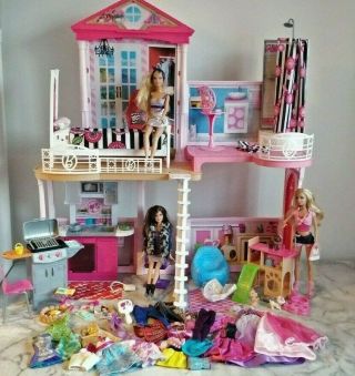 Barbie 2 Storey Estate Dream House Bundle Inc.  Dolls,  Clothing,  Furniture