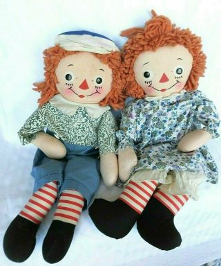 Vintage 19 " Georgene Raggedy Ann Andy Dolls 50 