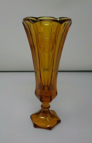 Vintage Amber Fostoria Coin Glass 8 " Footed Flower Bud Vase