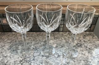 Three Marquis By Waterford Crystal Wine Glasses Goblets 8.  5” Tall