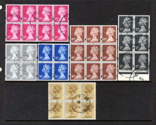 Gb Decimal Higher Value Machins Fine Blocks Total 37 Stamps Not Cat By Me