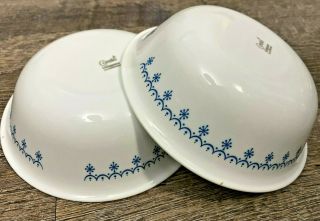 Vintage Set Of 2 Coupe Cereal Bowls Snowflake Blue (corelle) By Corning 6.  25 "