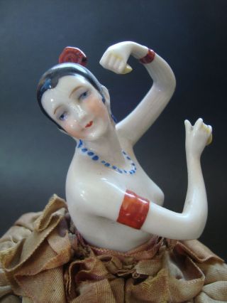 C - 26 Spanish Senorita Half Doll German Porcelain Pincushion Complete W Box